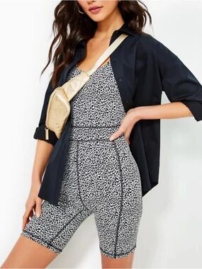 Lilly Pulitzer Women's Size LARGE luxletic Jumpsuit In Onyx Black Twisted Up L